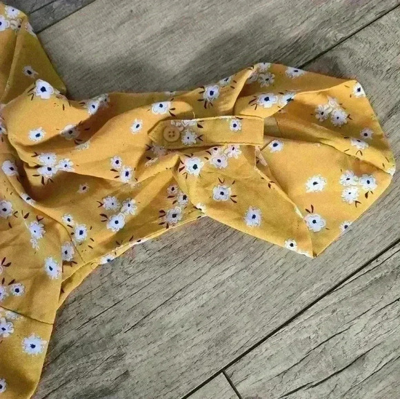 MILLENIUM Womens large spandex/polyester yellow flowered dress - Picture 7 of 10